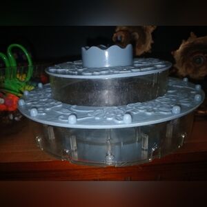 Vintage 1960's era plastic sewing caddy lazy susan style holder for thread etc.